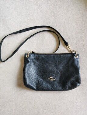 Coach Mia Crossbody Black Pebbled Leather with Gold Hardware